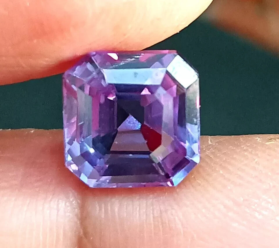 A+ Asscher Cut NATURAL Ceylon Bi-Color Change Sapphire Loose GEMSTONE 7.5 Ct