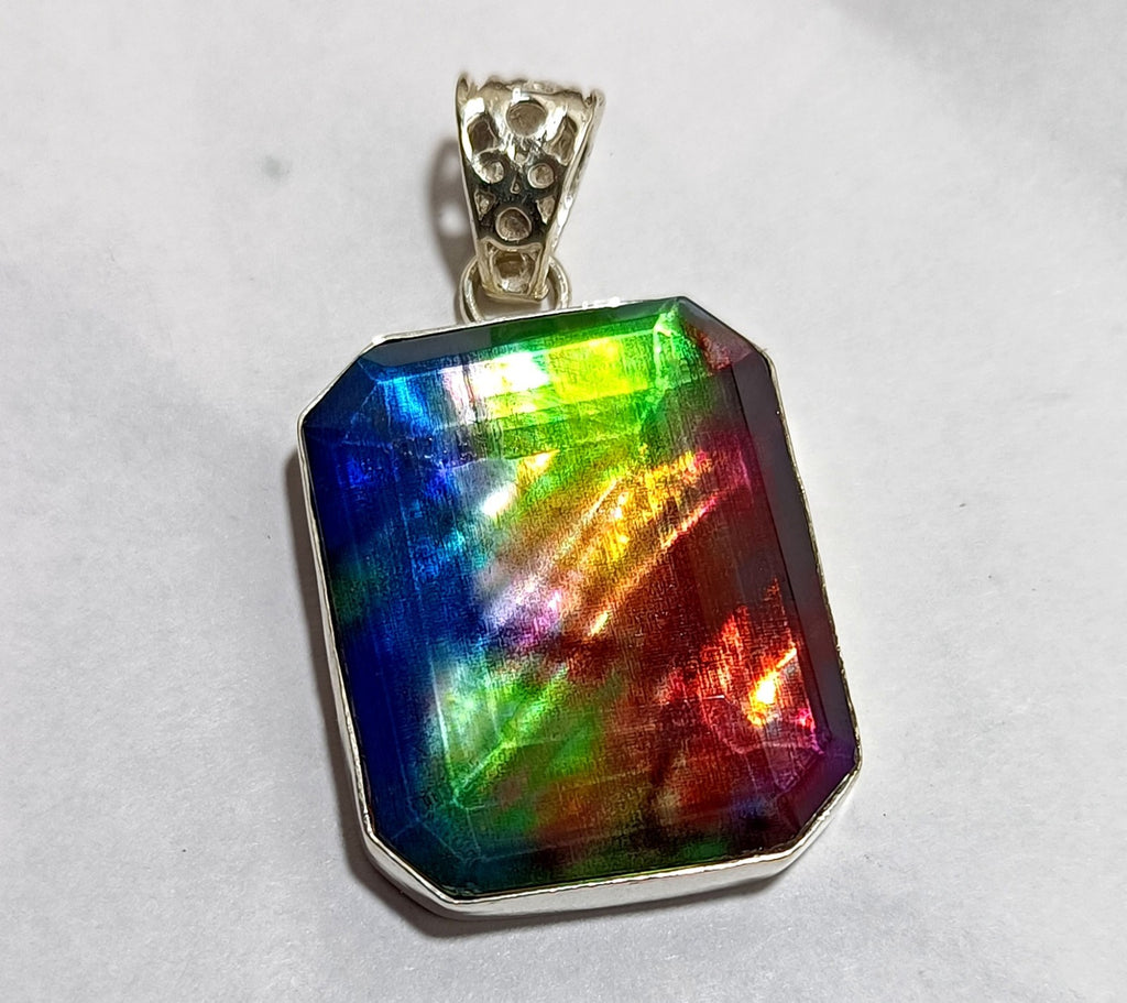 EGL Certified 59.20 Ct Natural Ammolite 925 Solid Silver Pendant Loose Gemstone
