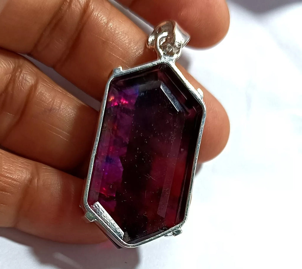 63.10 Ct Natural Ammolite 925 Solid Silver PENDANT MultiColor Certified Gemstone