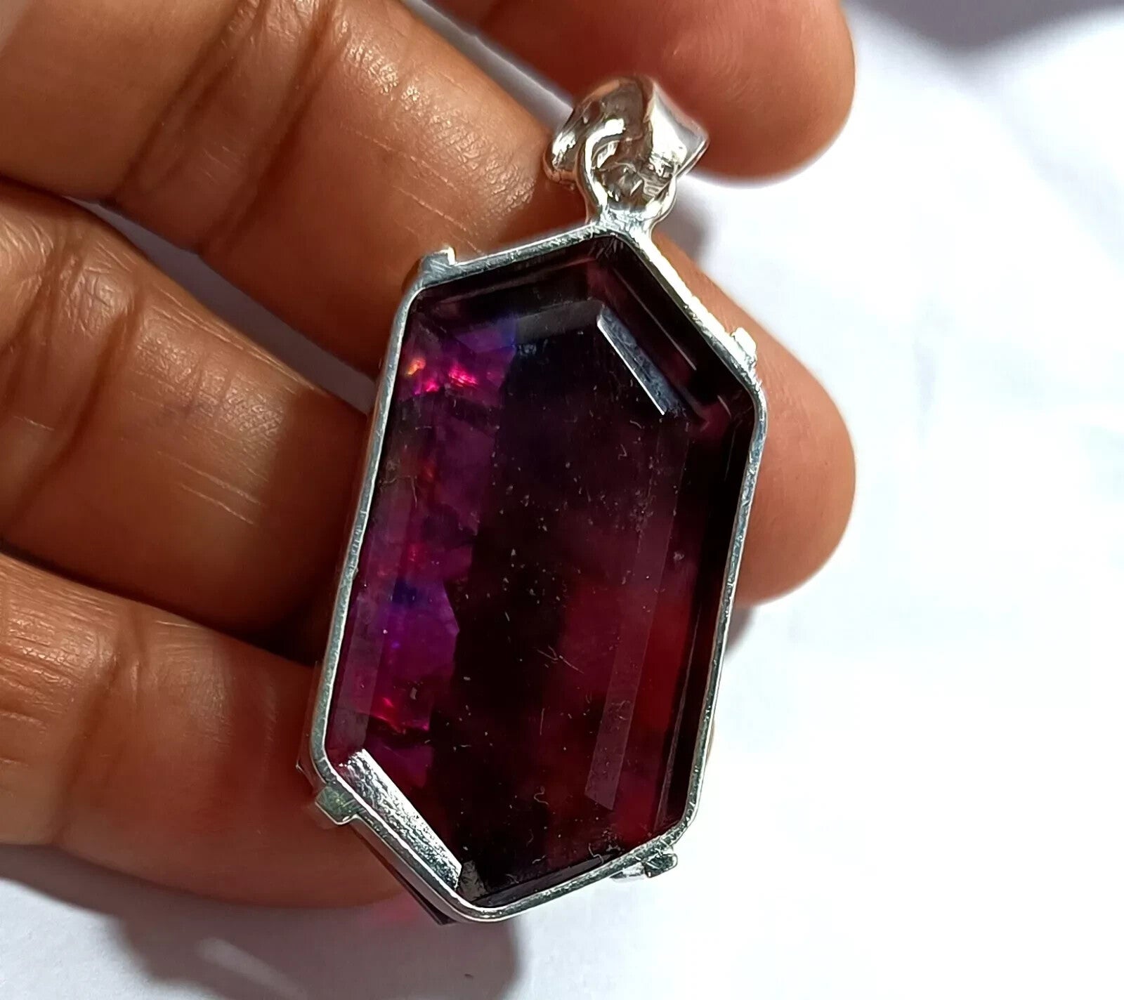 63.10 Ct Natural Ammolite 925 Solid Silver PENDANT MultiColor Certified Gemstone