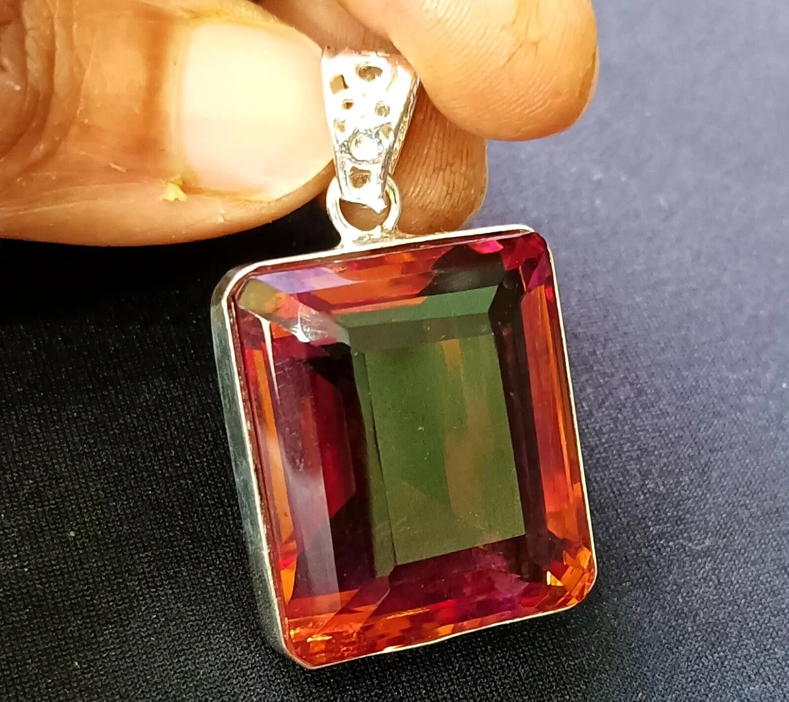 Certified 116 Ct+ Natural Zultanite 7 Color Pendant 925 Silver Loose Gemstone