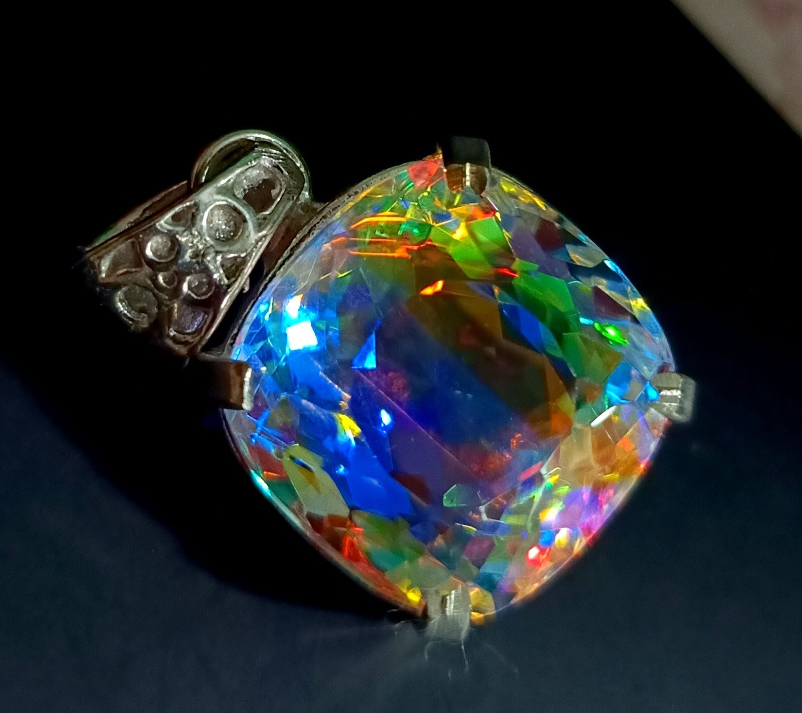 45.90 Ct Natural Cushion Mystic 925 Solid Silver Rainbow Pendant Loose Gemstone