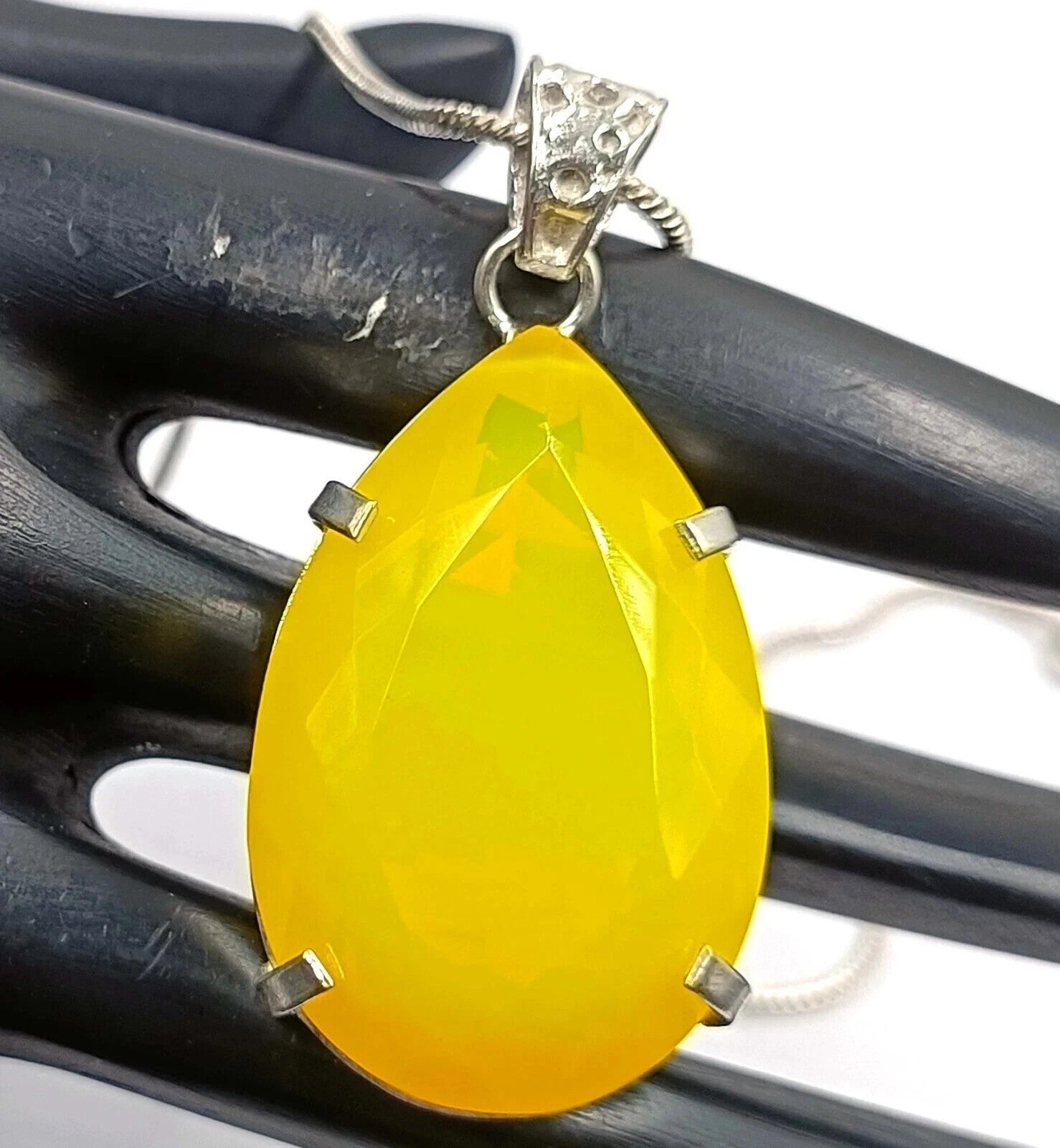 EGL Certified 108.90Ct Natural Opal 925 Solid Silver Pear Pendant Loose Gemstone