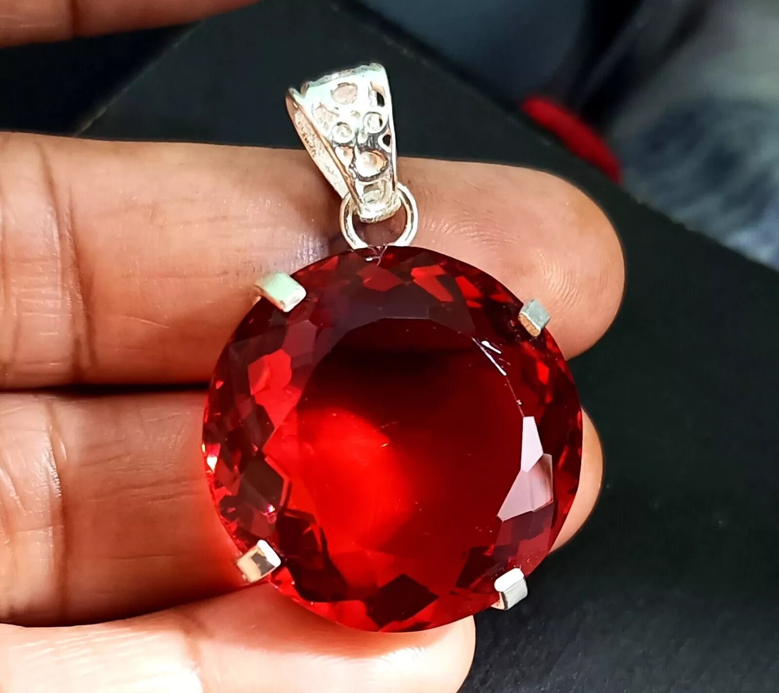 Certified Natural 77.05 Ct Brazilian Red Round Topaz Pendant Loose Gemstone