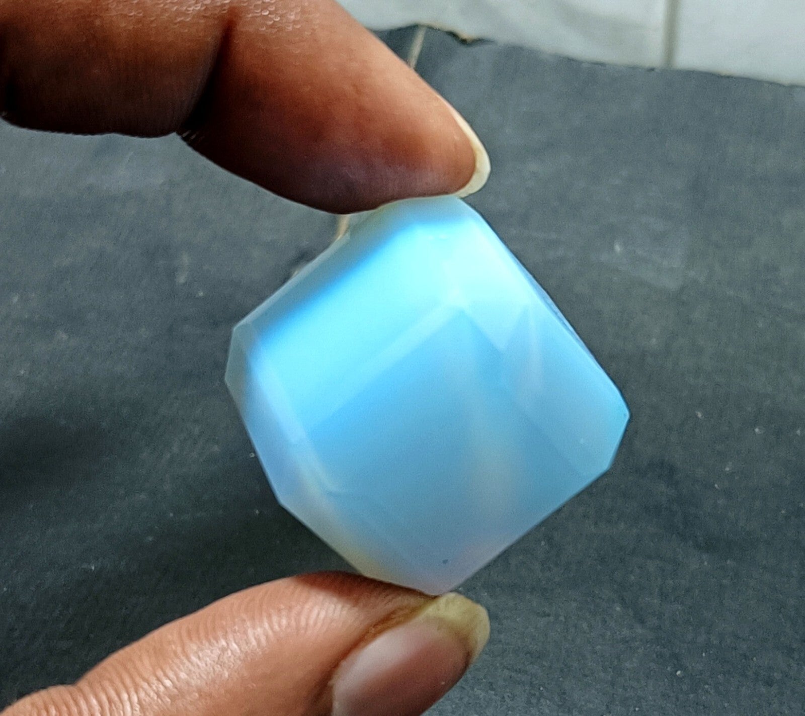 137.95 Ct Natural Blue Fire Opal Cube Cut Welo Australian EGL Certified Gemstone