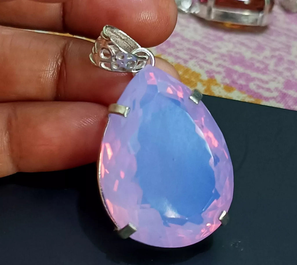 EGL Certified 113.10 Ct Natural Opal 925 Solid Silver PearPendant Loose Gemstone