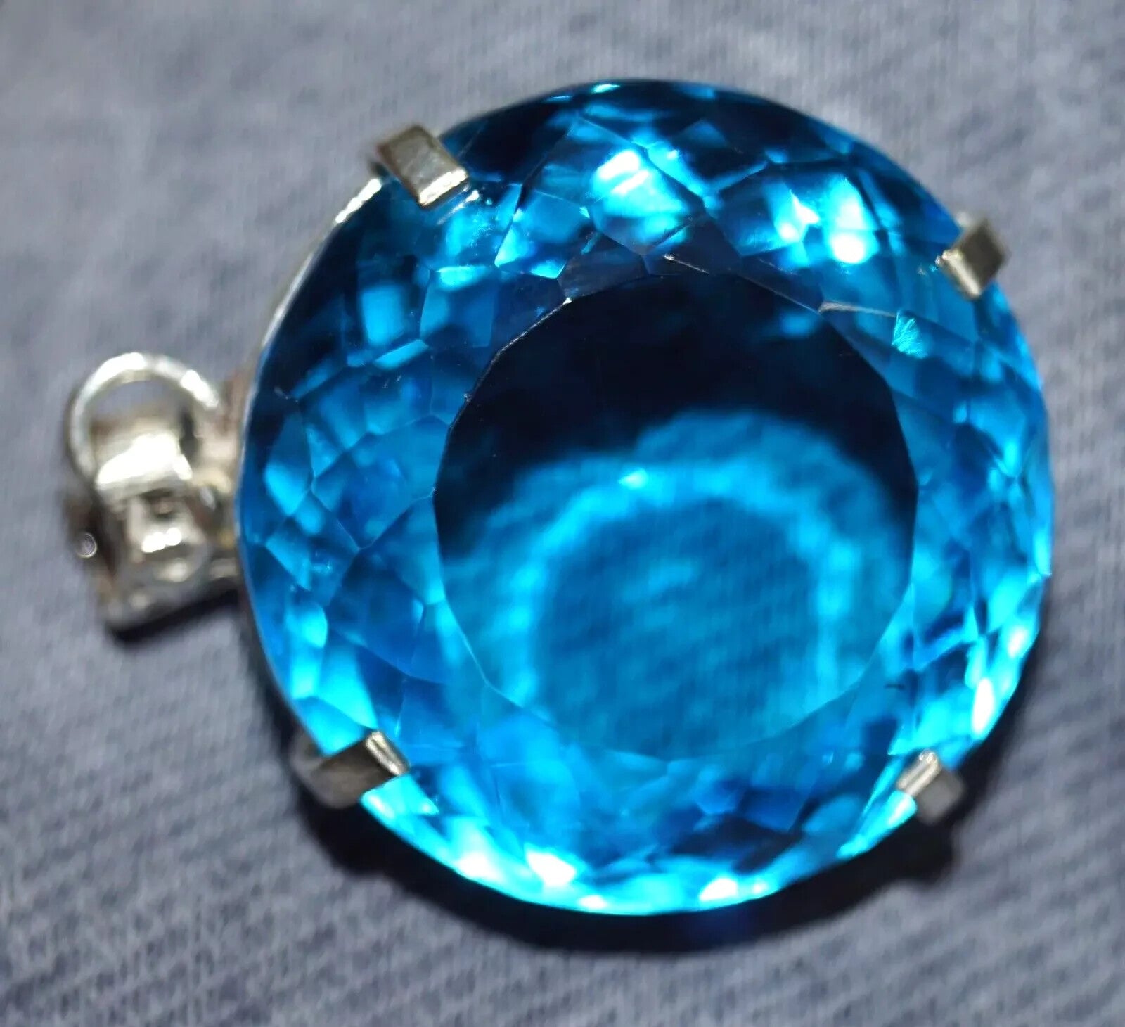 129 Ct Natural Topaz 925 Solid Silver Pendant Certified Round Cut Loose Gemstone