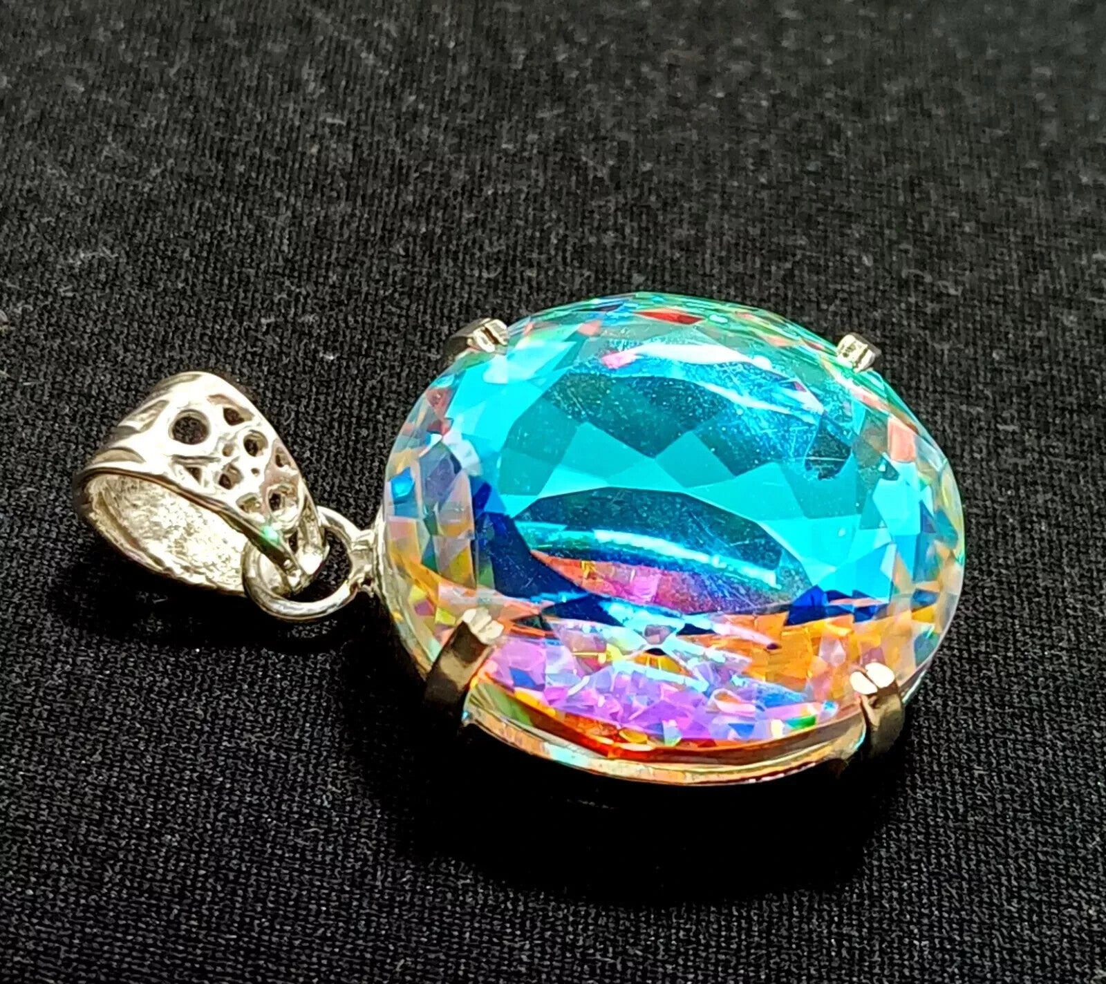 69.85 Ct EGL Certified Natural Mystic 925 Solid Silver Pendant Loose Gemstone