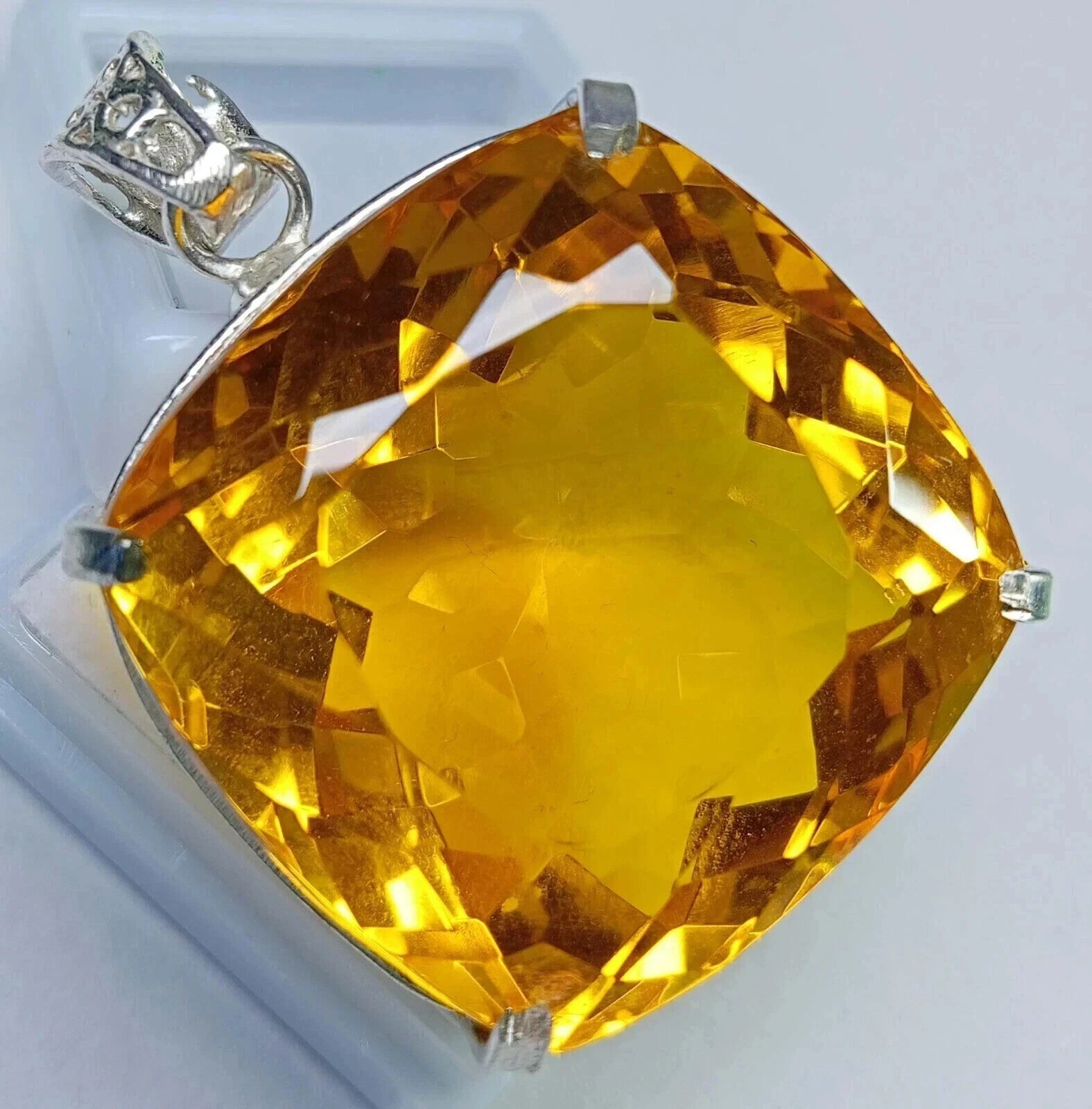 EGL Certified Natural 100.20 Ct Brazilian Cushion Topaz Pendant Loose Gemstone
