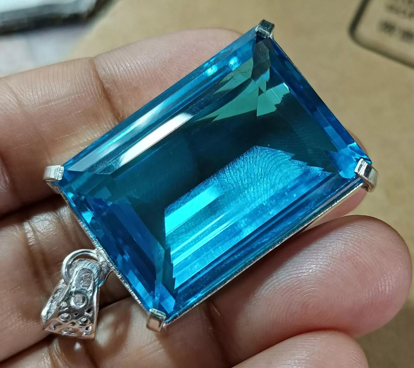 108.50 Ct EGL Certified Natural Topaz 925 Solid Silver Pendant Loose Gemstone