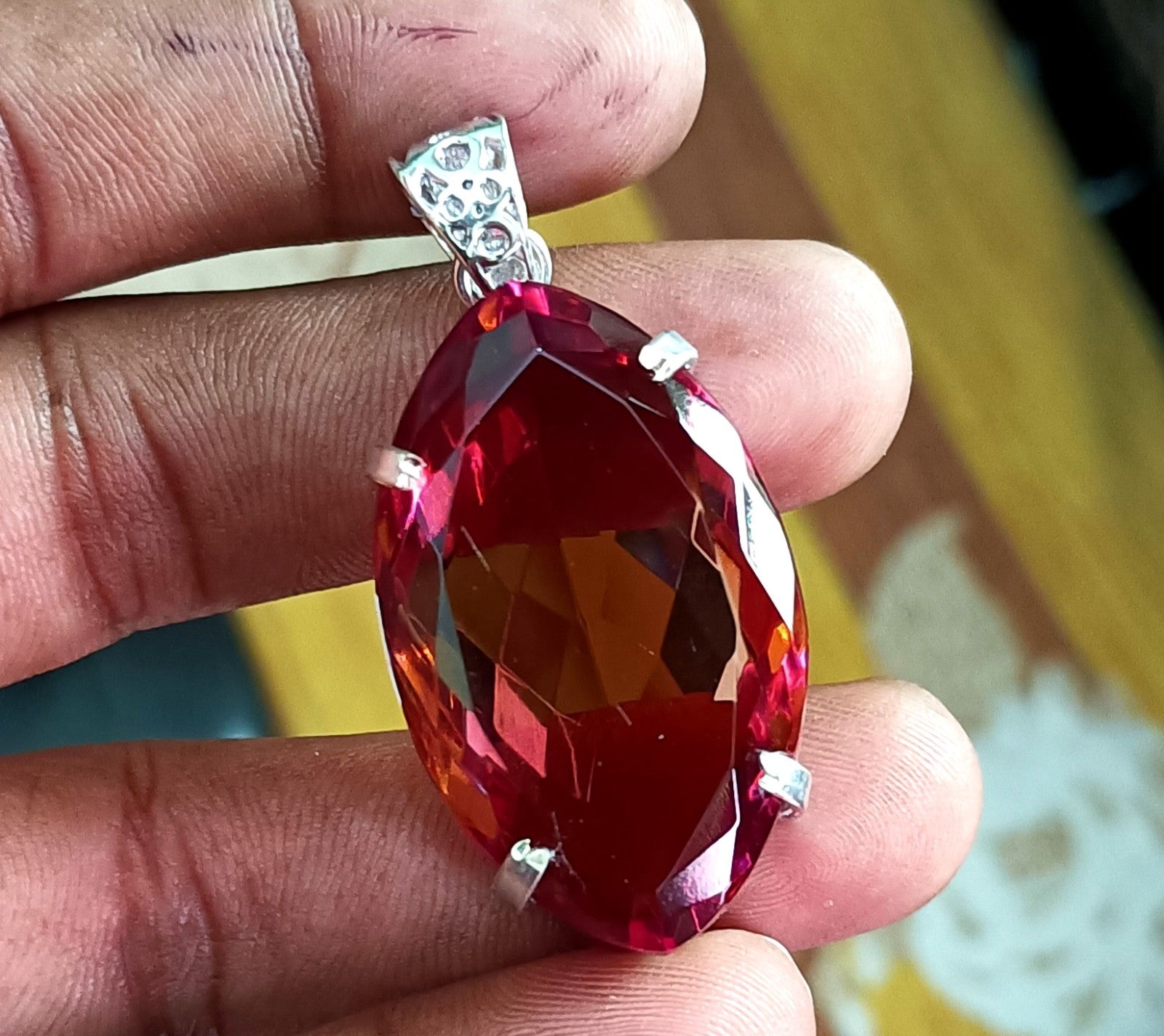 114.05 Ct Natural 7 Color Zultanite Pendant 925 Silver Loose Certified Gemstone