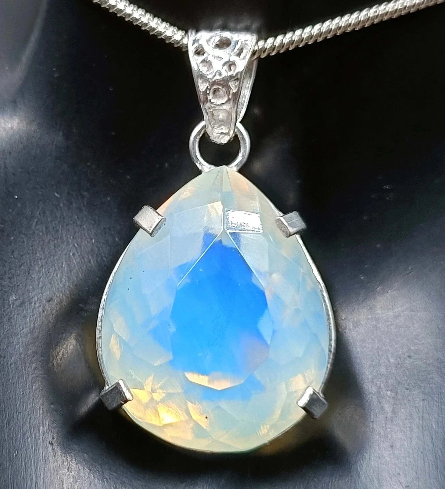 Certified 55.60 Ct Natural Opal Pear Cut 925 Solid Silver Pendant Loose Gemstone