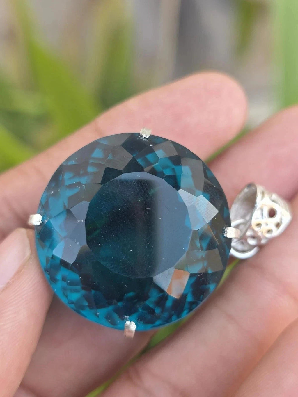 81.50 Ct London Blue Topaz Pendant Sterling Silver Pendant Gemstone Jewelry