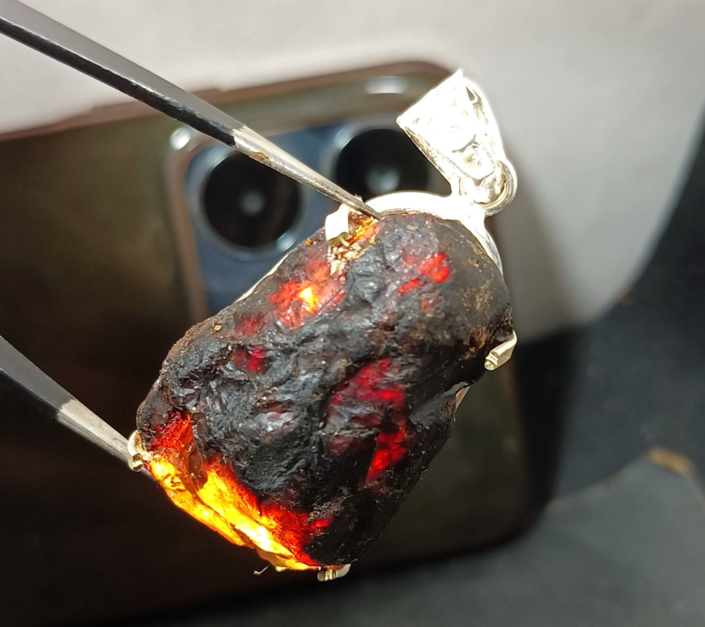 Natural Handmade 46.85 Ct Amber Rough Sterling Solid Silver Pendant Gemstone