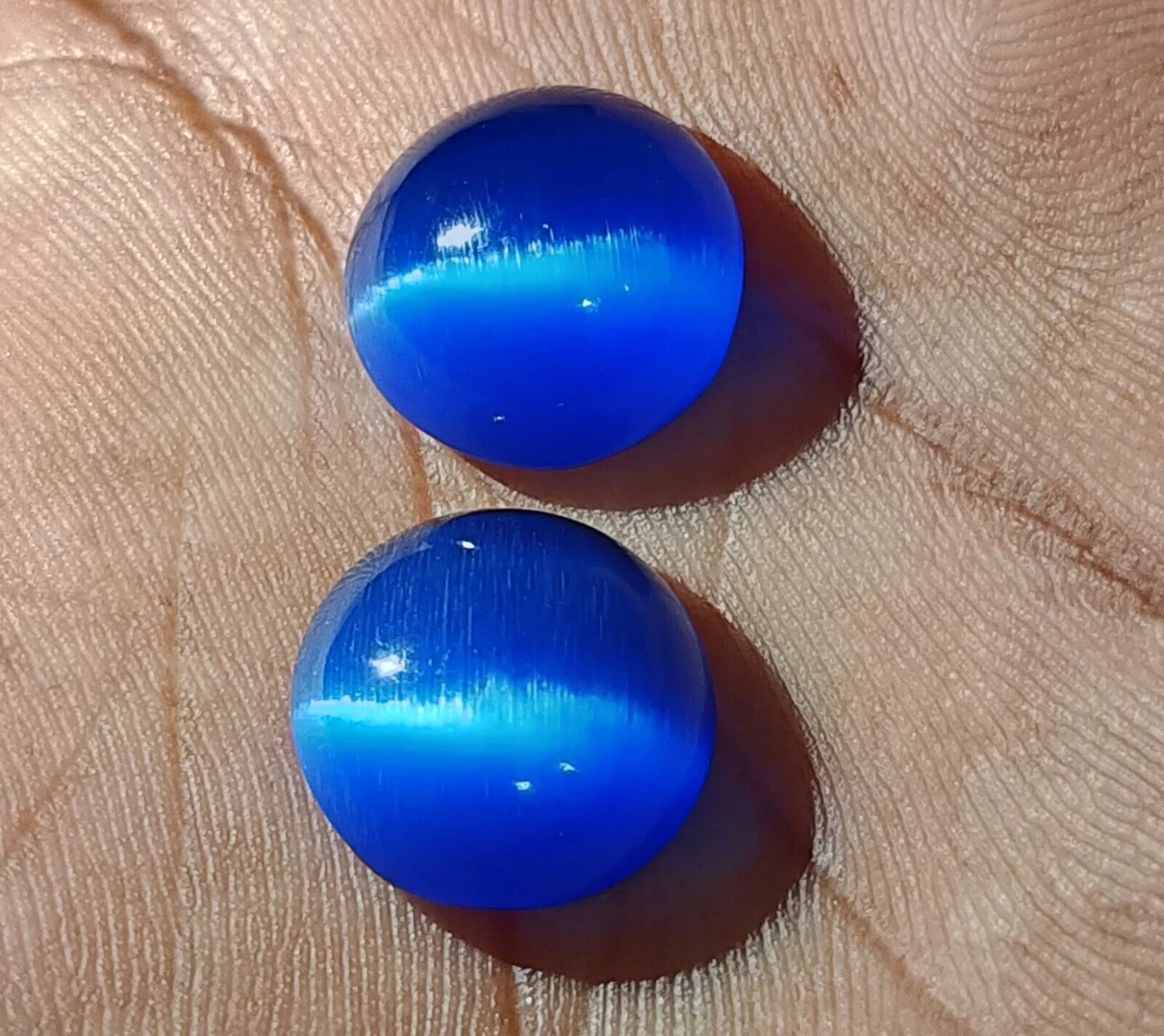 22.90 Ct NATURAL Loose BRAZILIAN BLUE Cat Eye Cabochon Certified GEMSTONE Pair2