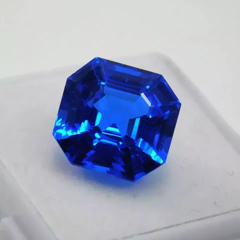 Certified 15.5 Ct Natural Blue Sapphire Sri Lanka Asscher Cut Loose Gemstone
