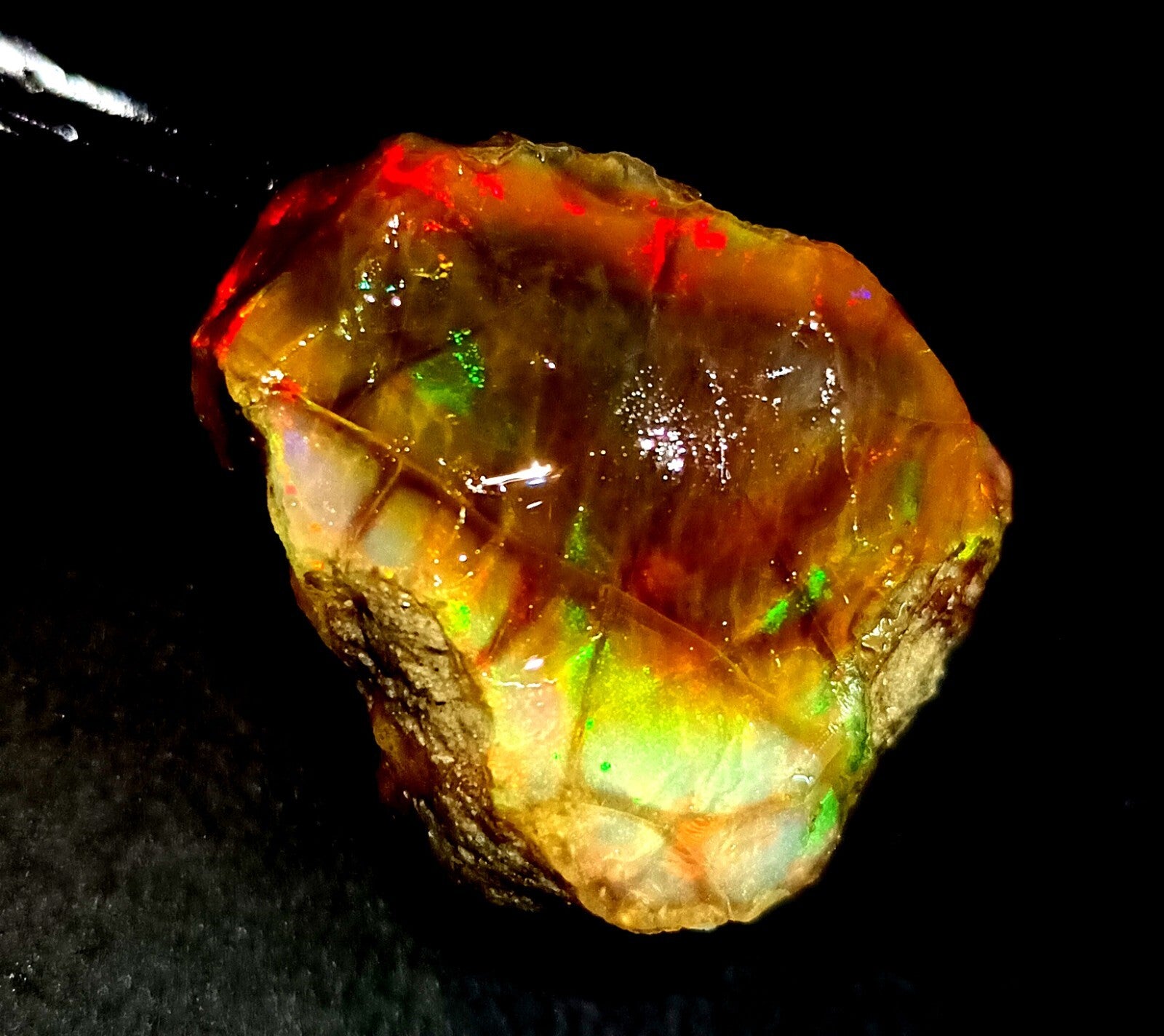 A++Play of Color 89.60 Ct Natural Ethiopian Black Opal Welo Rough LOOSE GEMSTONE