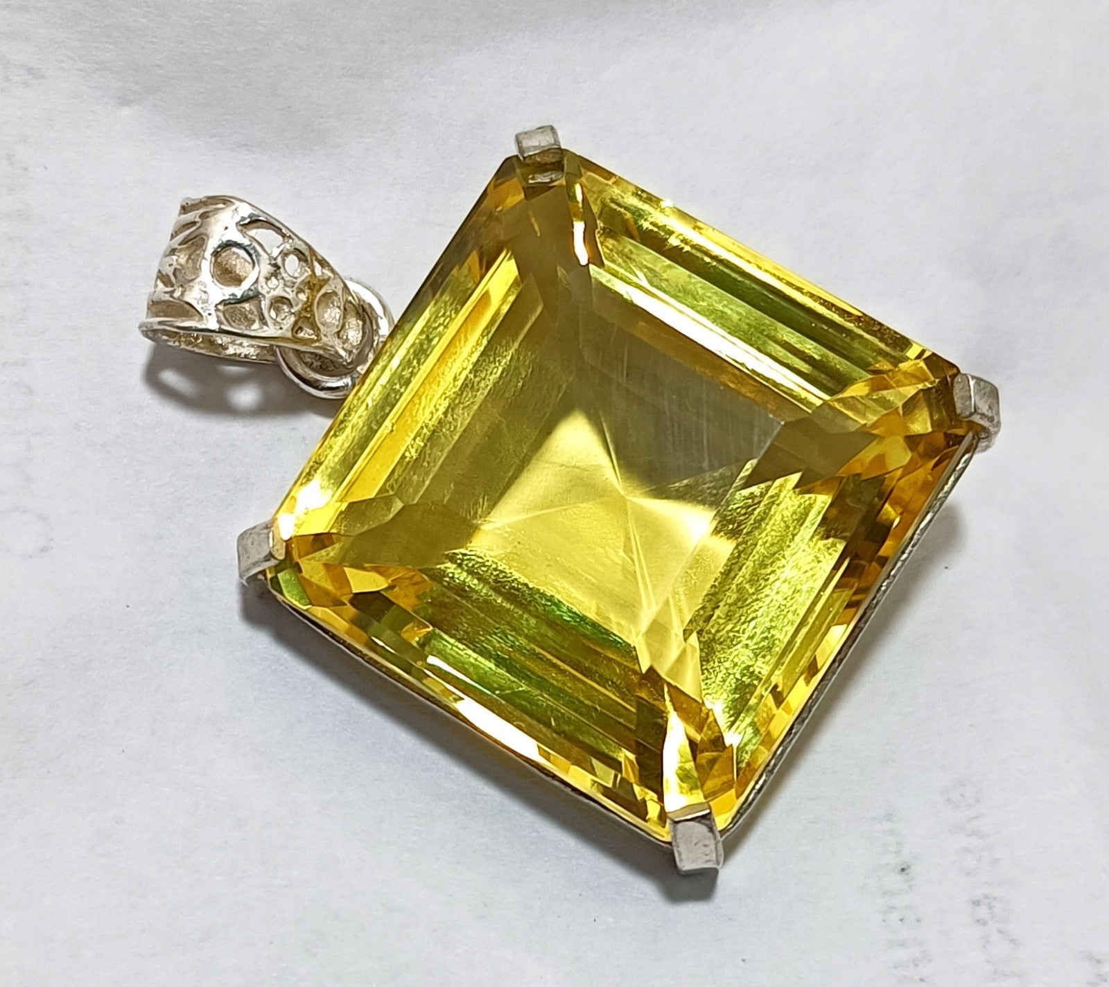 94.95 Ct Certified Flewless Topaz 925 Solid Silver Asscher Pendant LooseGemstone