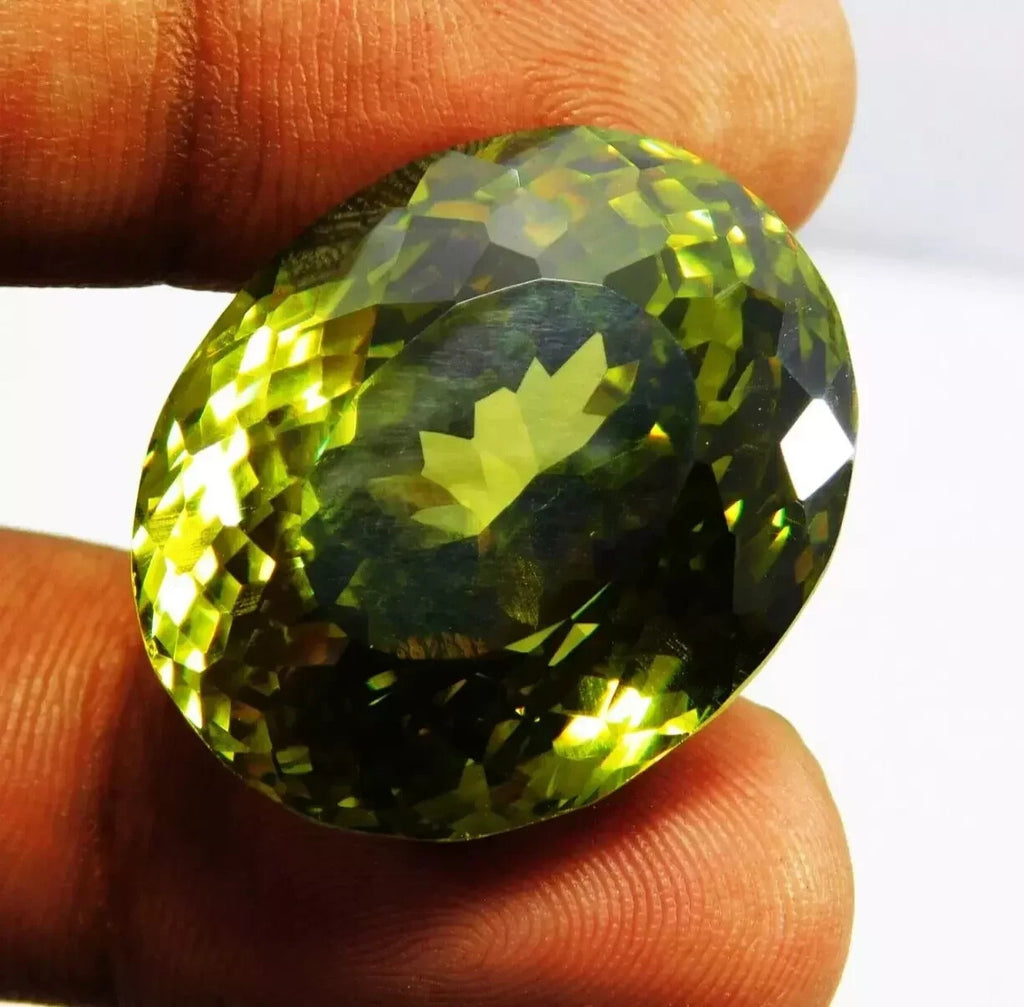 102 Ct Natural Cambodian Green Zircon Oval Cut " CERTIFIED " Loose Gemstone