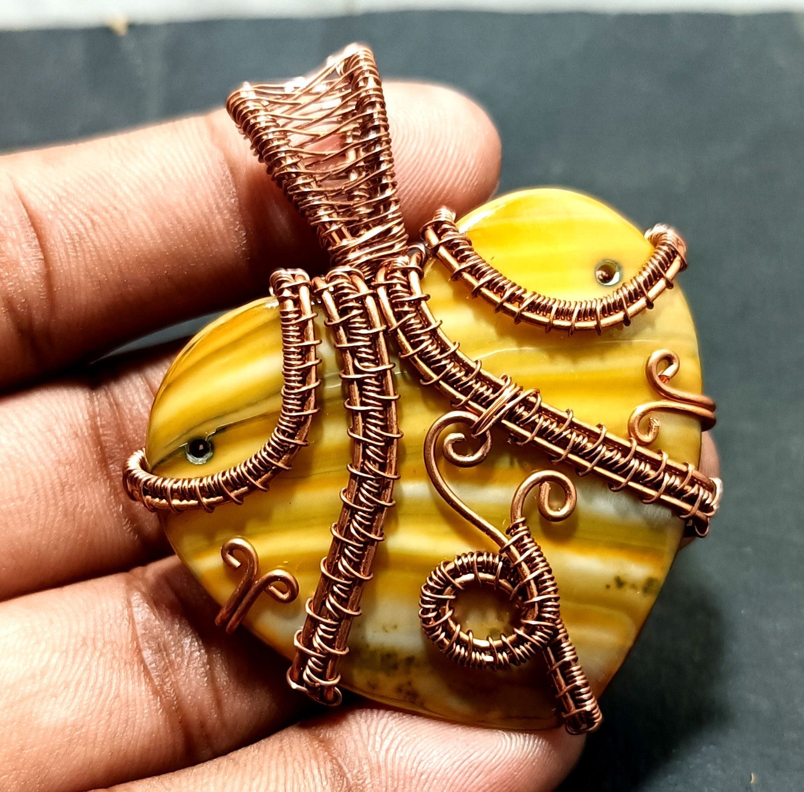 Gift For Her Copper Labradorite Jewelry Wire Wrapped Pendant 107.30 Ct