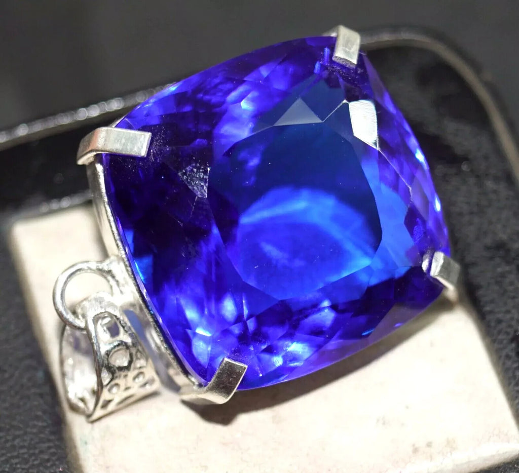 97.35 Ct Natural Topaz 925 Solid Silver Pendant Certified Cushion Loose Gemstone