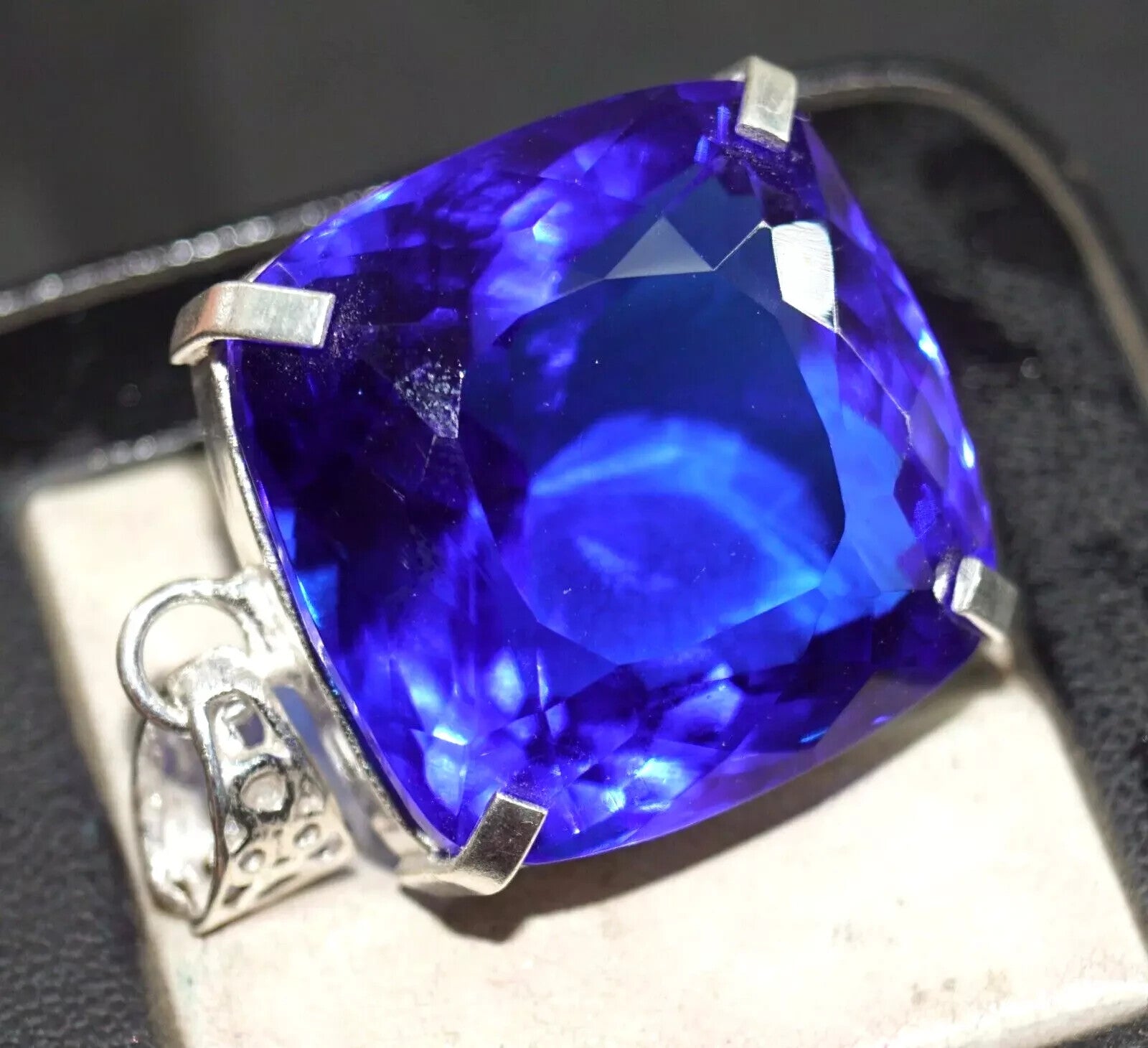 97.35 Ct Natural Topaz 925 Solid Silver Pendant Certified Cushion Loose Gemstone