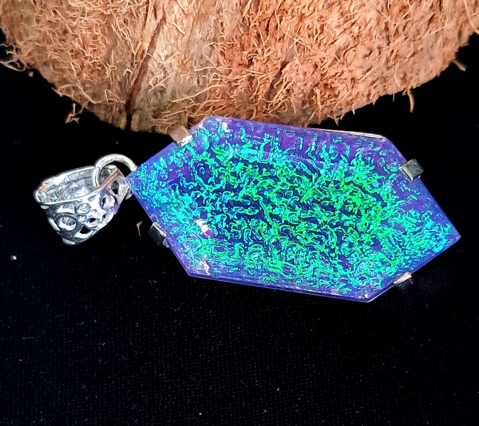 94.10 Ct Emerald Monarch Fire Opal Doublet 925 SolidSilver PendantGemstone