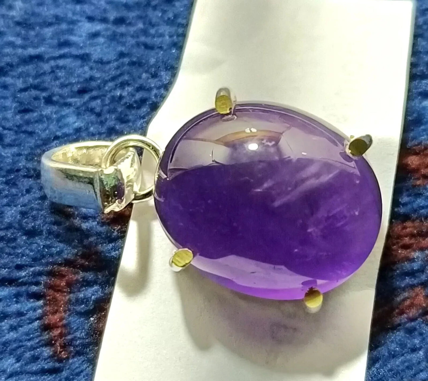 Oval Cabochon Natural Purple Amethyst 29.70 Ct Sterling Silver Flawless Pendant