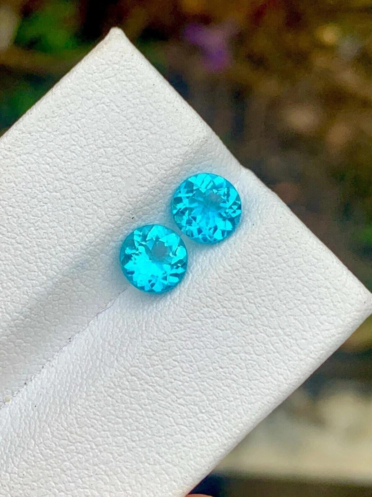14 Ct 2 Pcs Certified Natural Paraiba Tourmaline Neon Blue Round Loose Gemstone