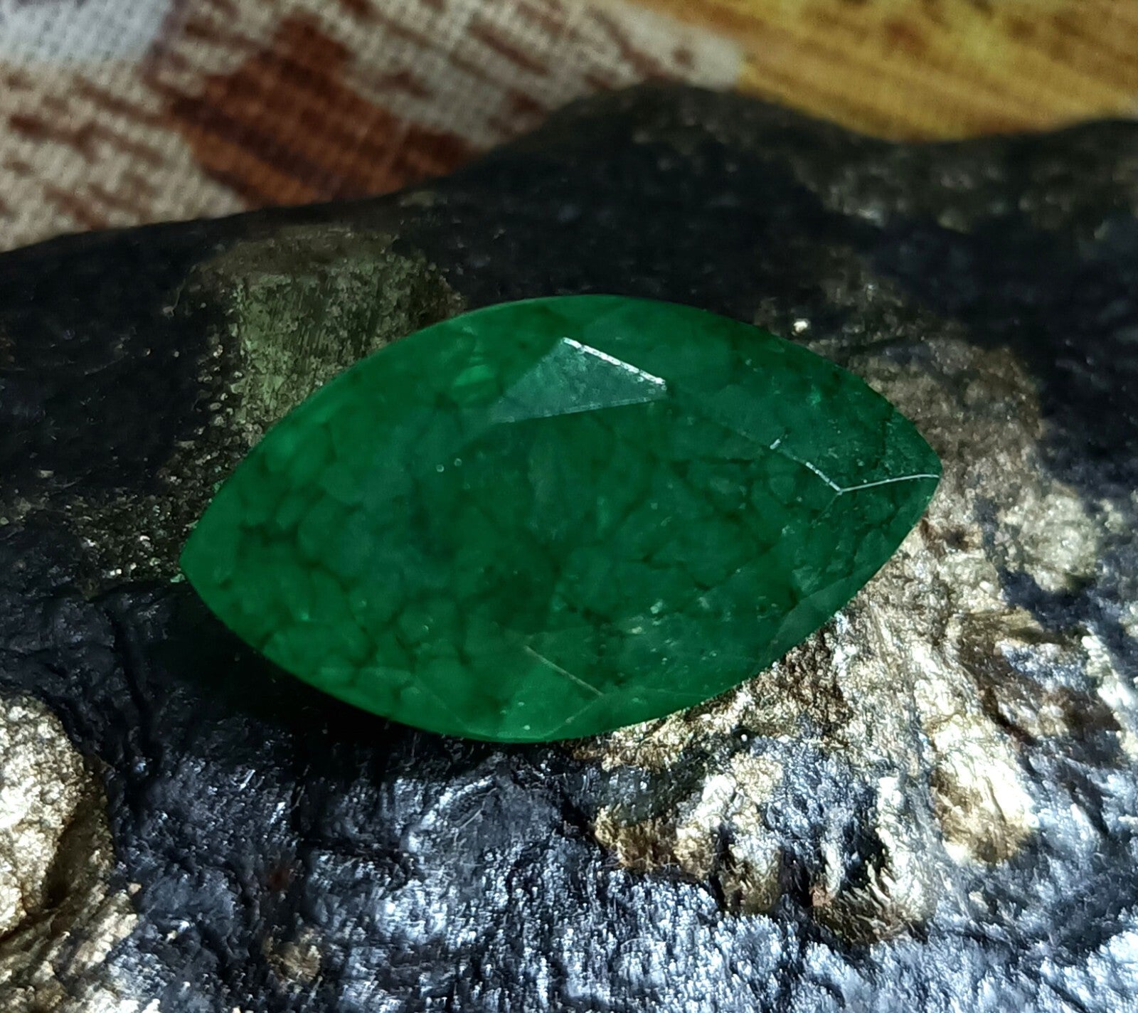 Flawless Natural 12.45 Ct Green Emerald Certified Marquise Facet Loose Gemstone