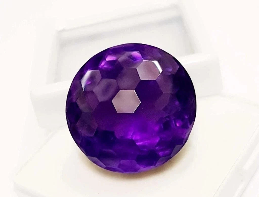 Round Football Cut 23 Ct Amethyst Violet Quality Certified Loose Gemstone