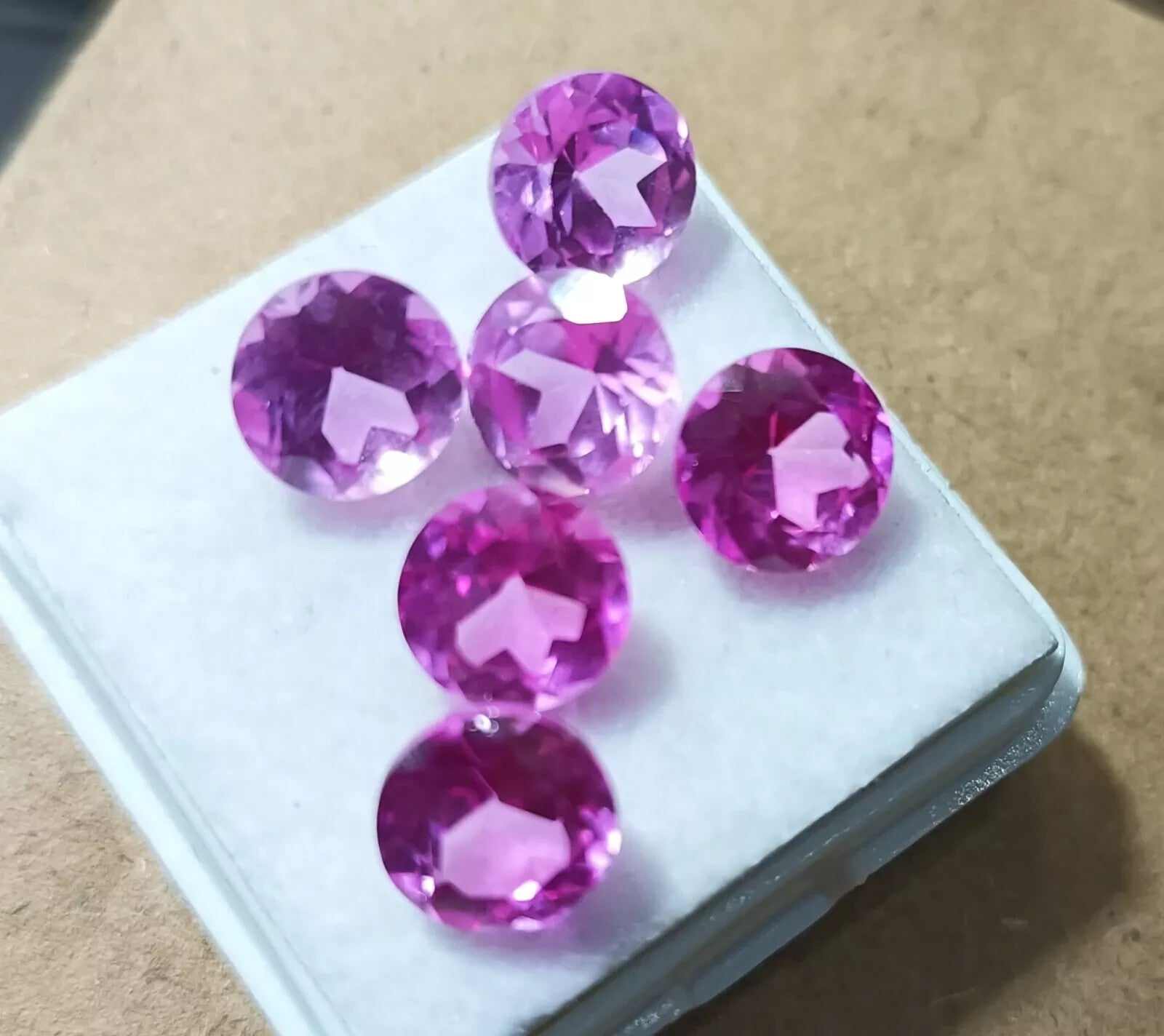 7 MM Natural CEYLON Pink Sapphire Round Cut Lot 6 Pcs Certified A+ Gemstone