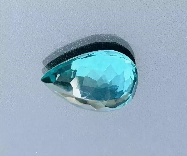 9.80 Ct+ Certified Natural Blue Green Paraiba Tourmaline Pear Cut Loose Gemstone