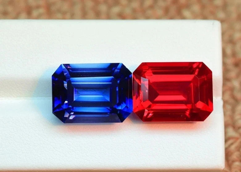 Natural Red Ruby And Blue Sapphire 19.40 Ct+ Certified Loose Gemstone Pair Lot