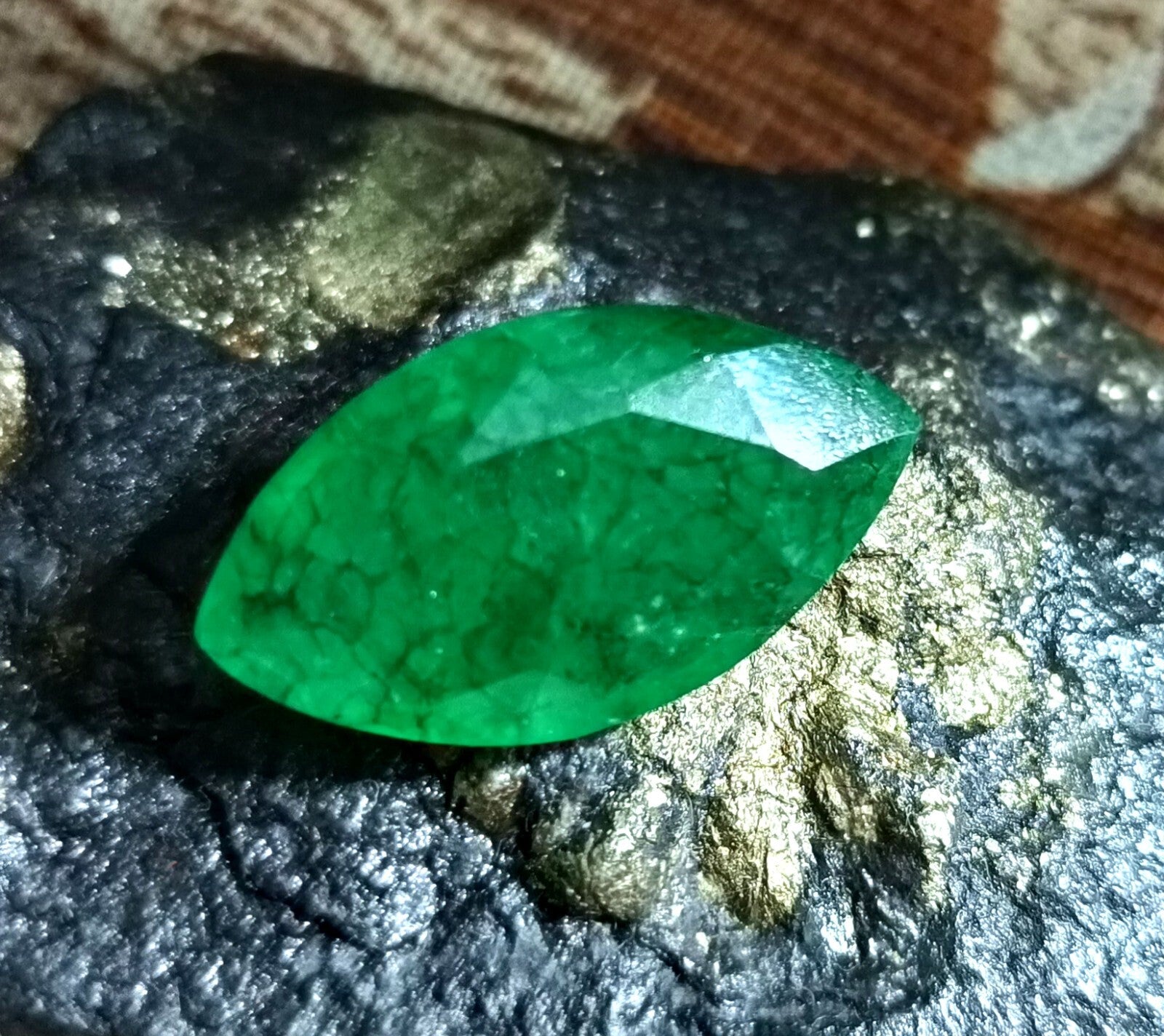 Flawless Natural 12.45 Ct Green Emerald Certified Marquise Facet Loose Gemstone