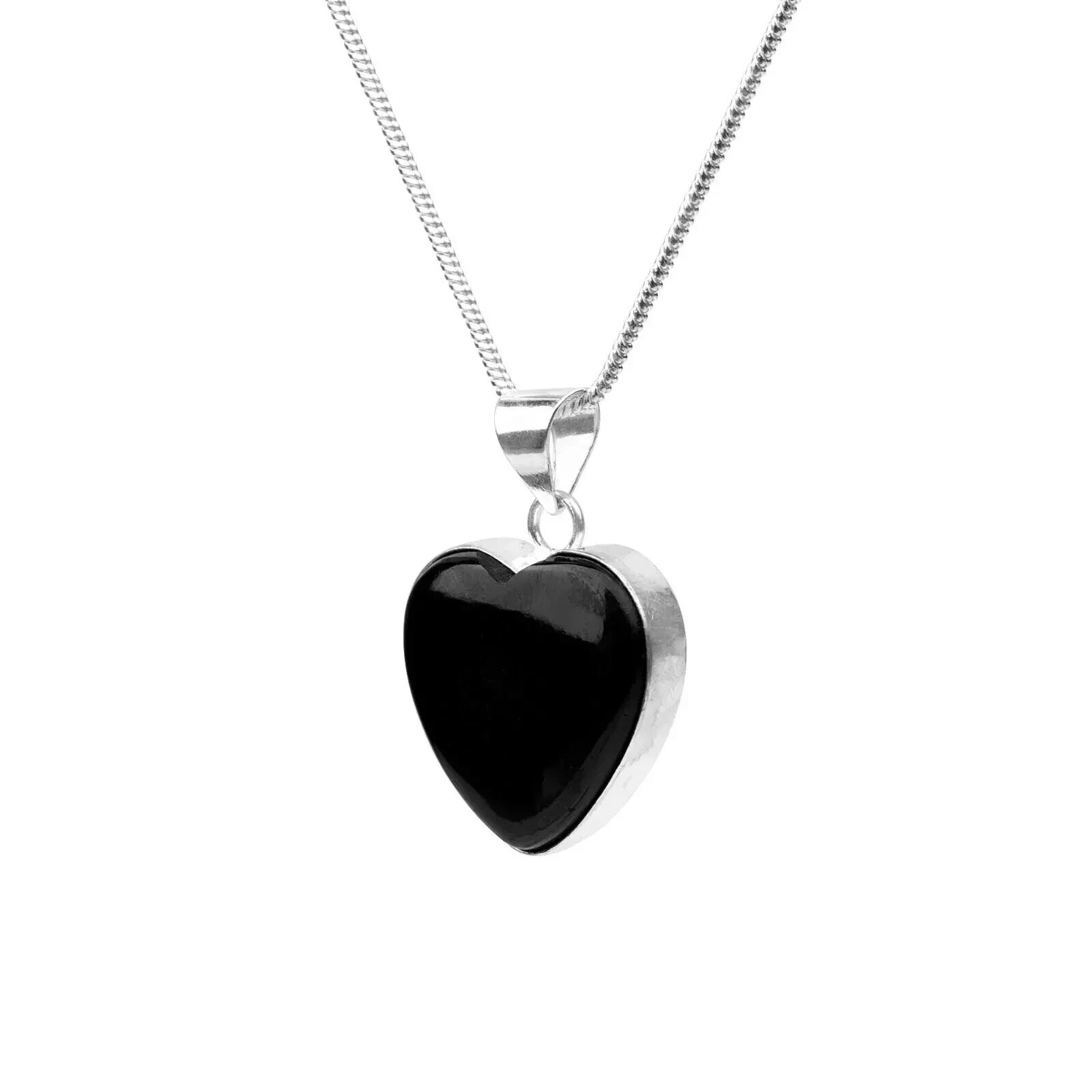 Heart Cut  Black Onyx Gemstone 925 Sterling Silver Pendant, Gift For Her Love