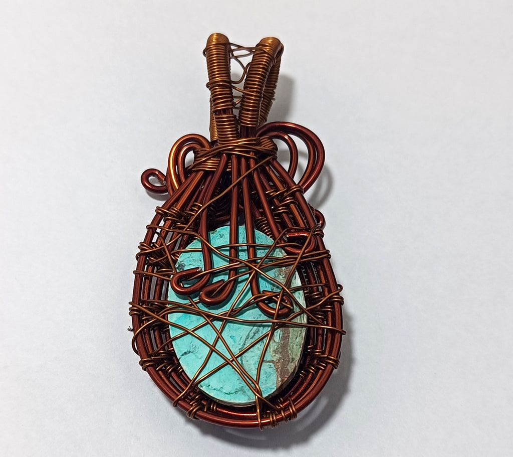 72.25 Ct GIE Certified Green Amazonite Gemstone Copper Wire Handmade  Pendant