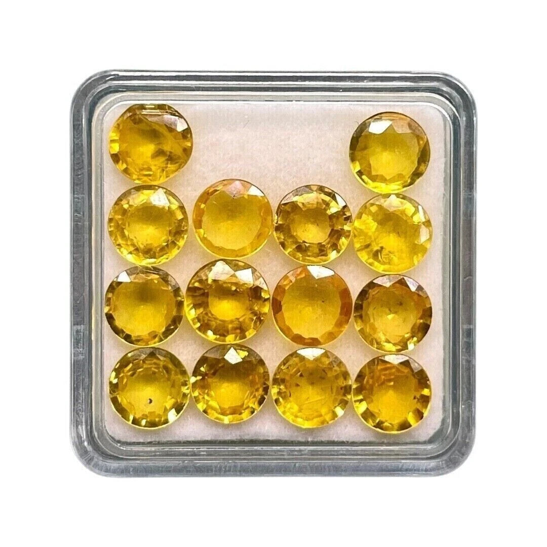 Natural Yellow Color Sapphire 6 mm Round Cut Lot 20 Pcs Certified Loose Gemstone