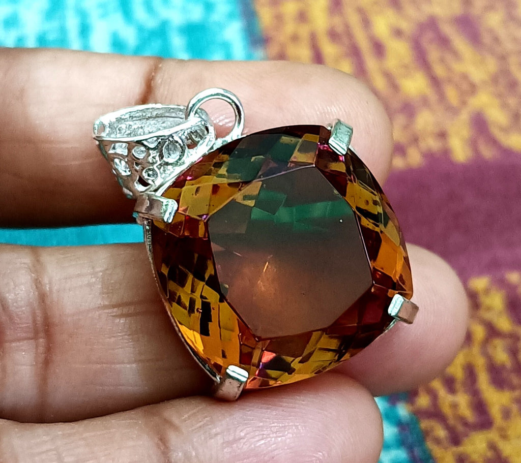 60.55 Ct Natural Zultanite 7 Color Pendant 925 Silver Loose Certified Gemstone