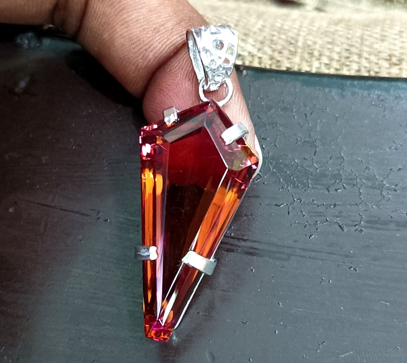 74.85 Ct Natural Zultanite 7 Color Pendant 925 Silver Loose Certified Gemstone