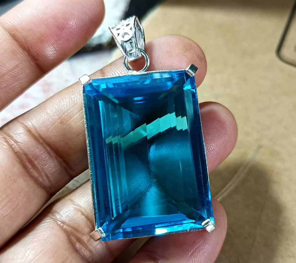 108.50 Ct EGL Certified Natural Topaz 925 Solid Silver Pendant Loose Gemstone