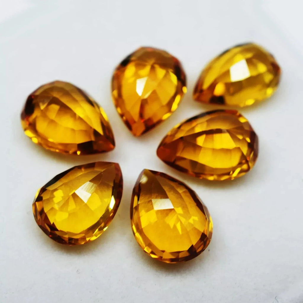 48 Ct Natural CERTIFIED Ceylon Sapphire Yellow 6 Pcs Lot Pear Loose Gemstone