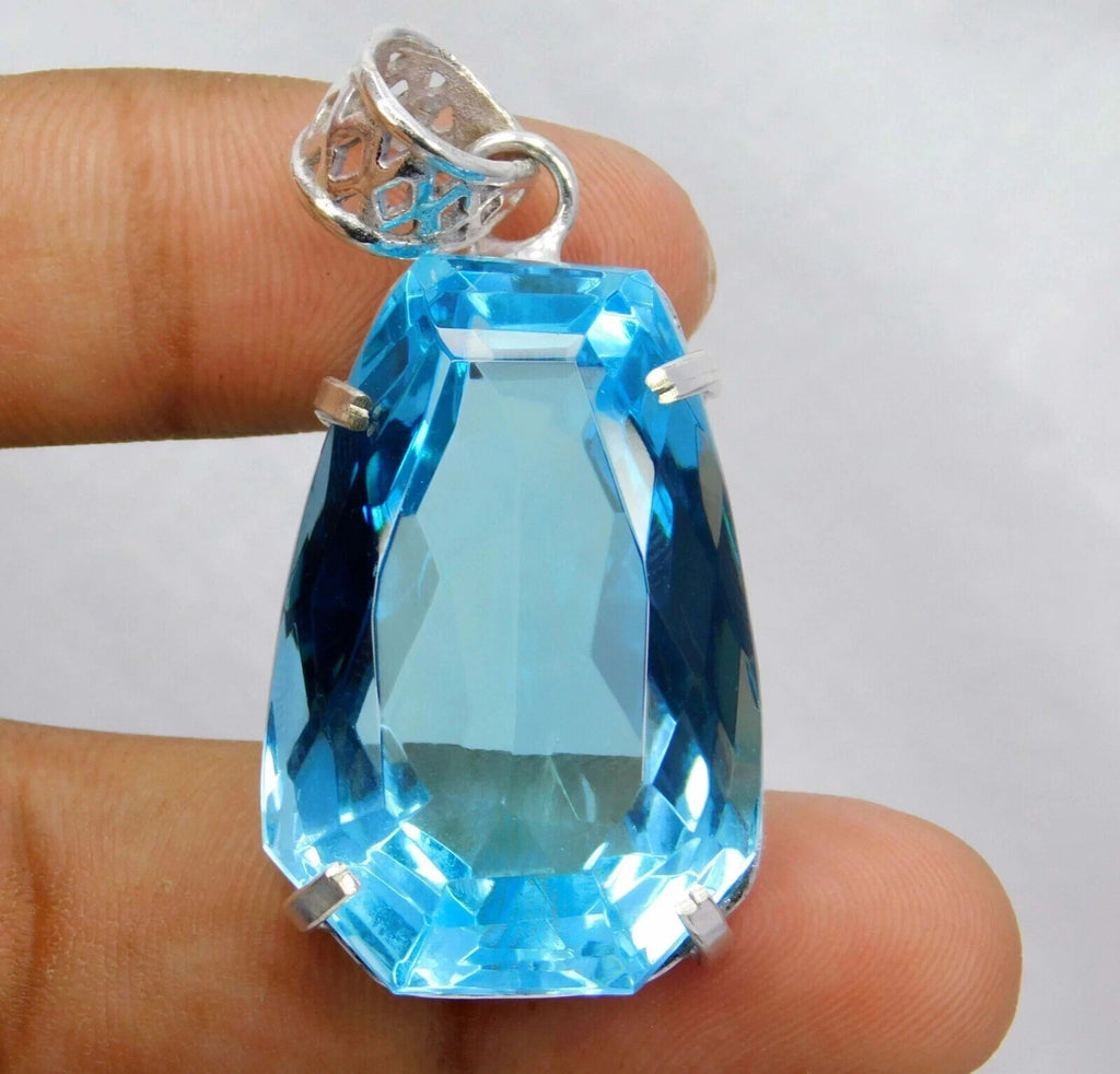 Certified Natural 86 Ct Brazilian Blue FANCY Topaz Pendant Loose Gemstone