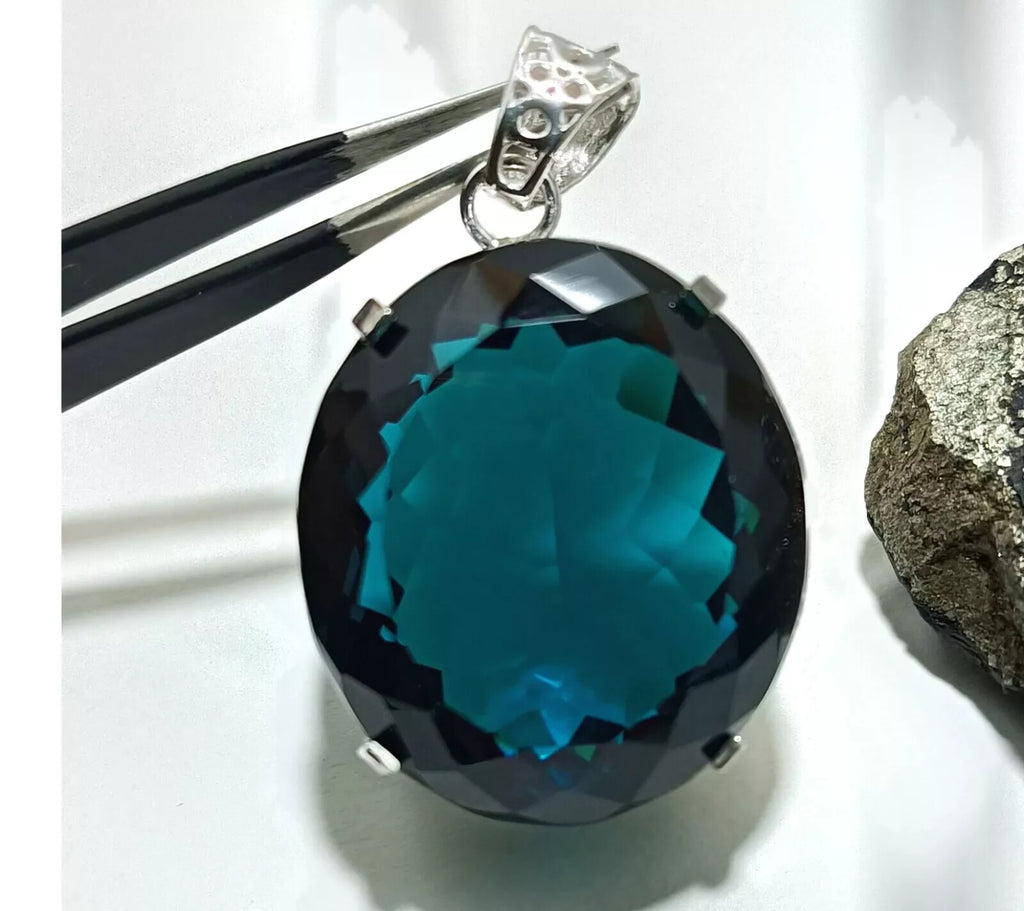London Blue Topaz Pendant 925 Sterling Silver Pendant Gemstone Jewelry 132.00 Ct