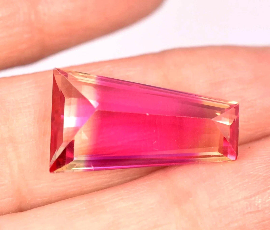 20.15 Ct Natural Bi-Color Brazilian Tourmaline Fancy Cut Certified Gemstone