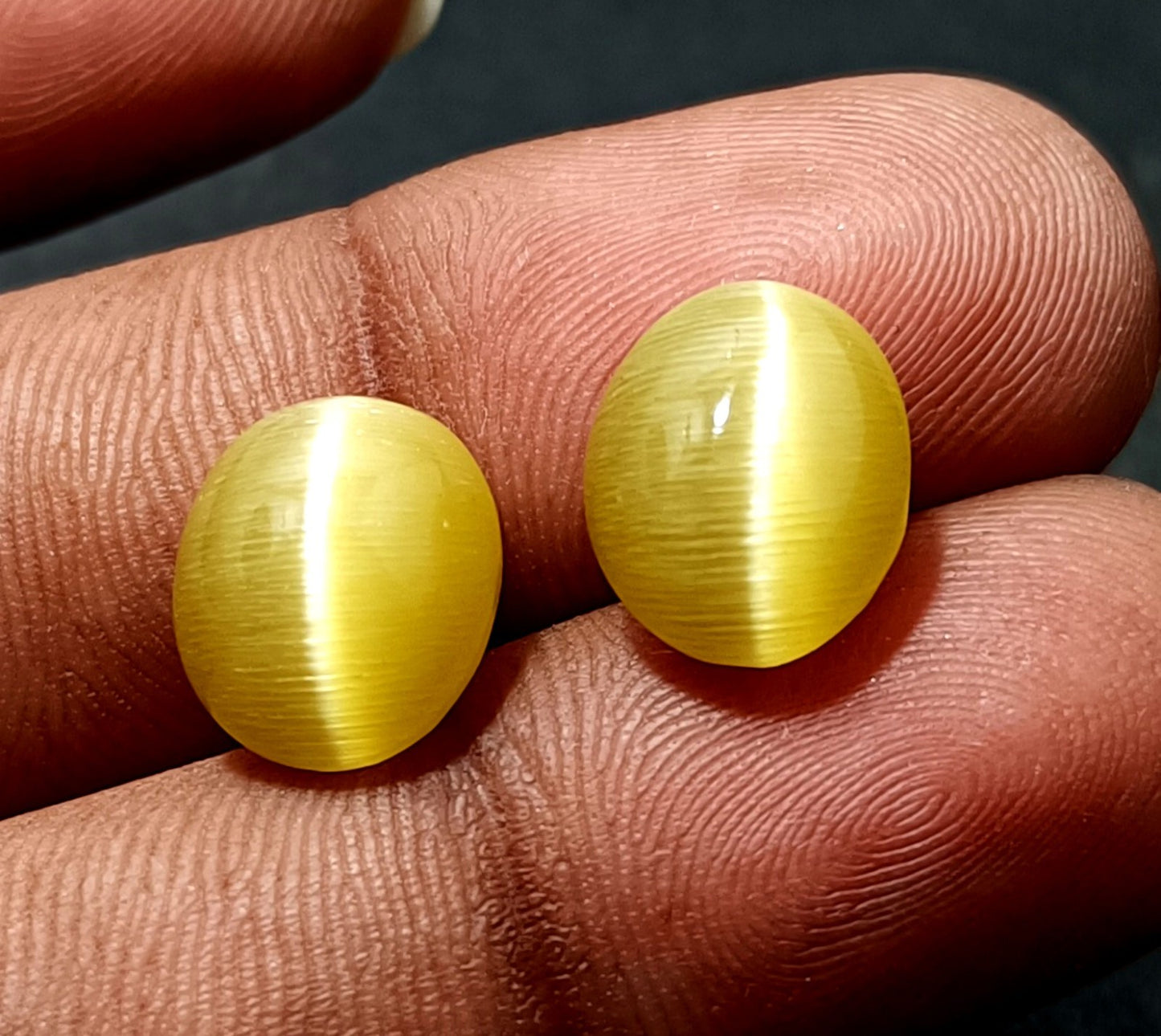 11.55 Ct NATURAL Loose BRAZILIAN Golden Yellow Cat Eye  Certified GEMSTONE 2 Pcs