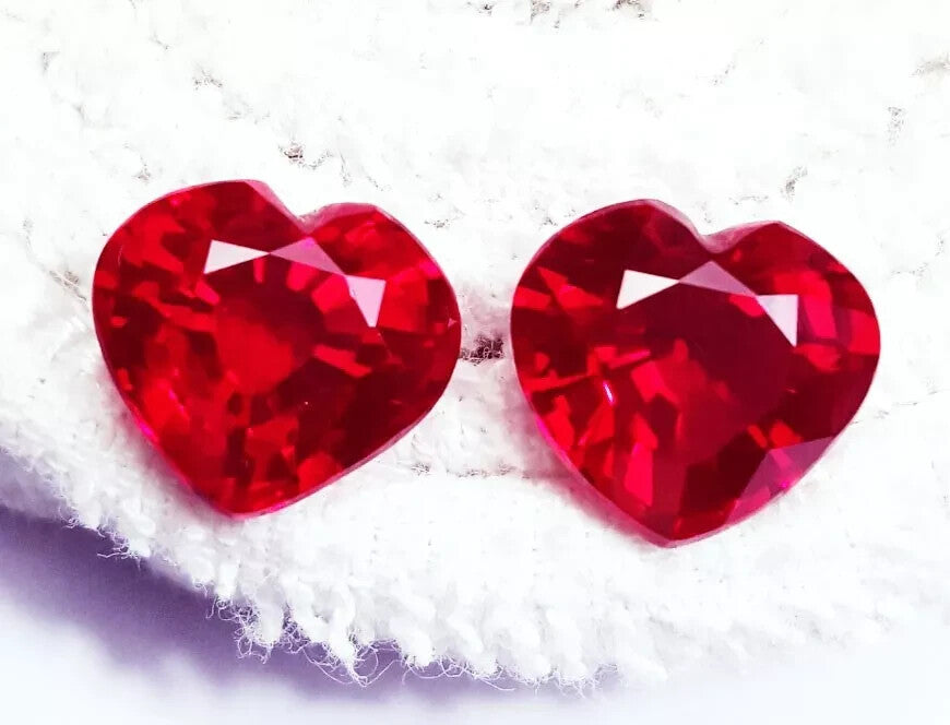 18 Ct Natural Red Ruby Excellent Heart Cut Certified Pair Loose Gemstone H15