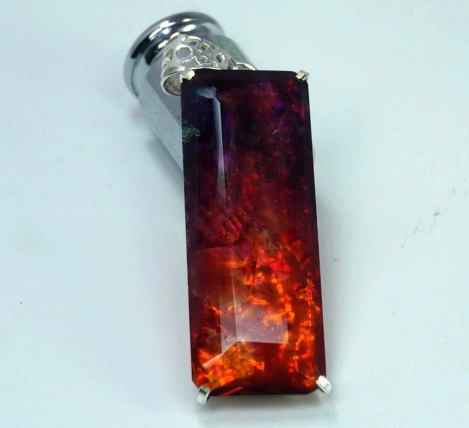 95 Ct Natural Ammolite Opal Doublet Pendant Multi-Color Rare Loose GEMSTONE