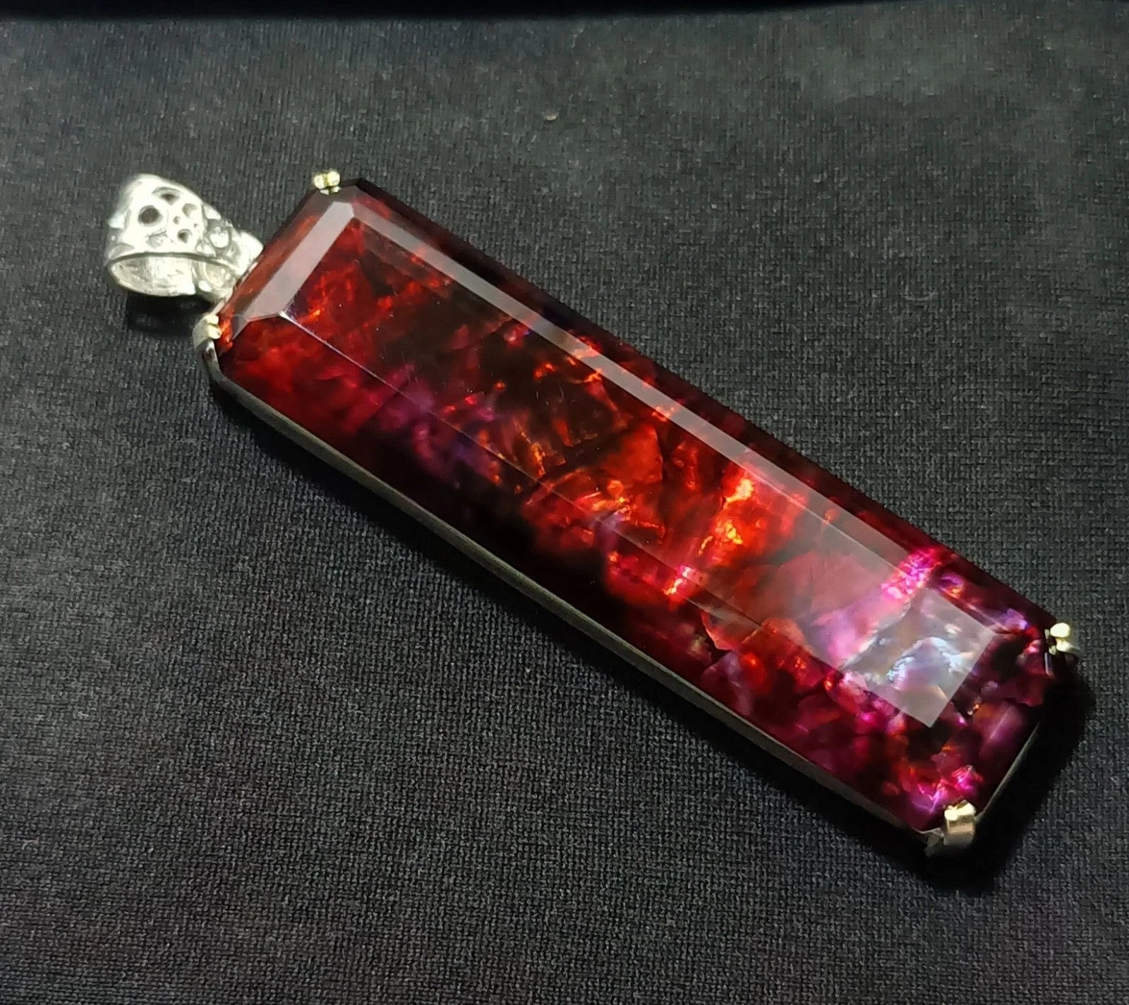 112.95 Ct Natural Ammolite Opal Doublet Pendant Multi-Color Rare Loose GEMSTONE