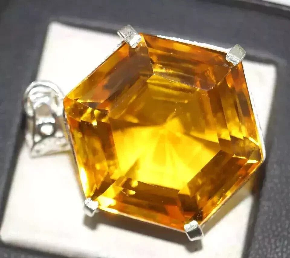 75 Ct Certified Natural Hexagon Topaz 925 Solid Silver Pendant Loose Gemstone